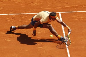 Spain's Rafael Nadal returns the ball to Britain's Andy Murray during the Monte-Carlo ATP Masters Series Tournament semi final match, on April 16, 2016 in Monaco. AFP PHOTO / VALERY HACHE / AFP / VALERY HACHE (Photo credit should read VALERY HACHE/AFP/Getty Images)